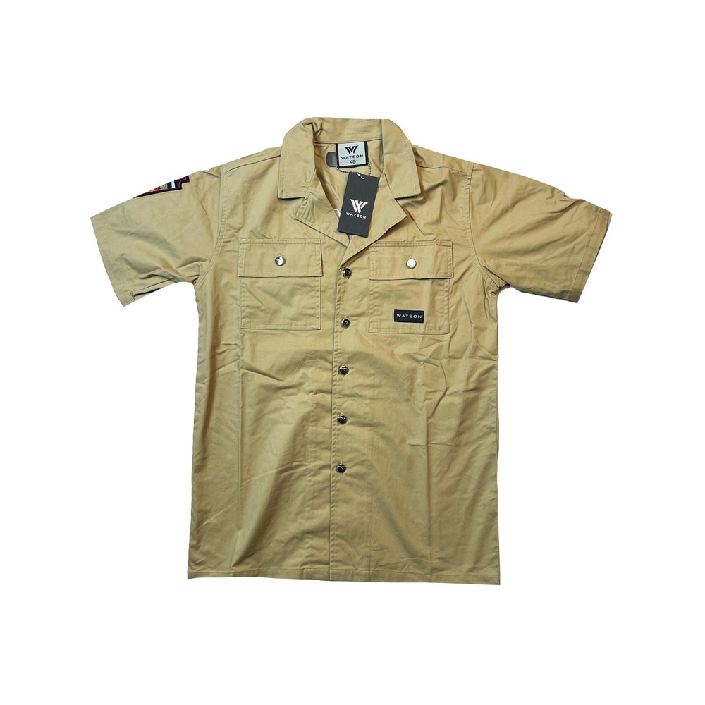 Watson Premium Since Work Shirt Tan Khaki Skull Graphic‎ WTSN009-WSHT-03 Mens L
